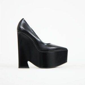 Versace Glossy Black Platform Pumps